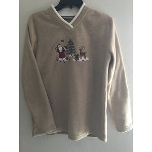 UGLY CHRISTMAS SHIRT Size Small Fleece Top Tan